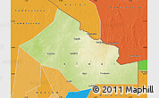 Physical Map of Kidal, political outside