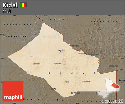 Satellite Map of Kidal, darken