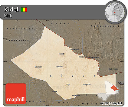 Satellite Map of Kidal, darken