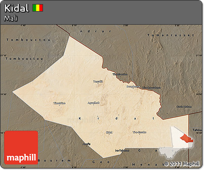 Satellite Map of Kidal, darken