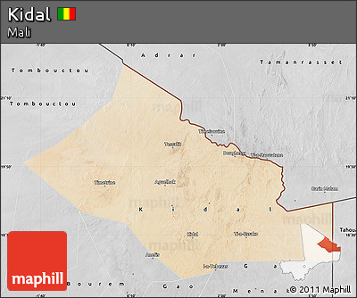 Satellite Map of Kidal, desaturated
