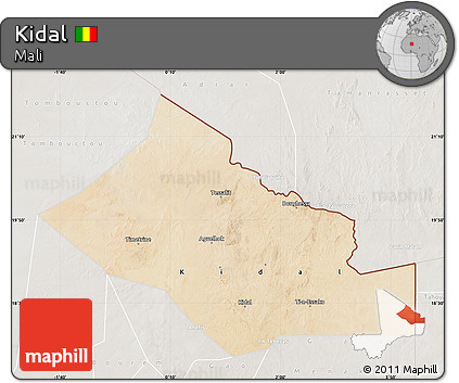 Satellite Map of Kidal, lighten, semi-desaturated