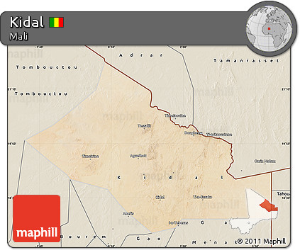 Satellite Map of Kidal, shaded relief outside