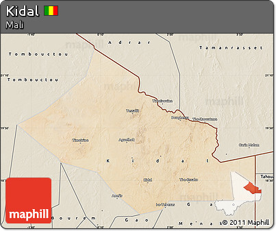 Satellite Map of Kidal, shaded relief outside