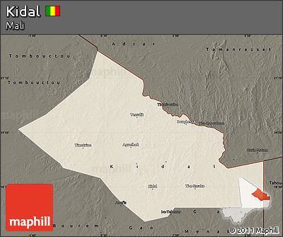 Shaded Relief Map of Kidal, darken