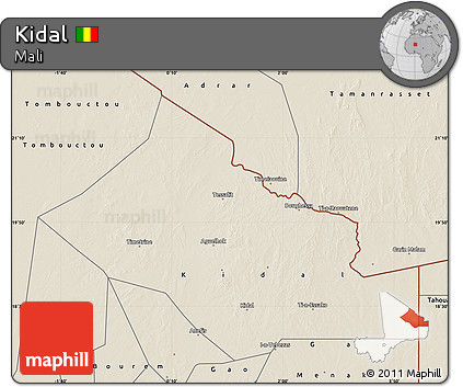 Shaded Relief Map of Kidal