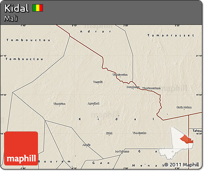 Shaded Relief Map of Kidal