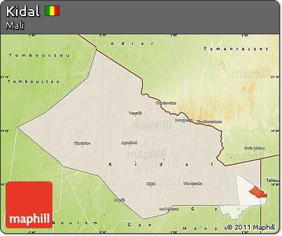 Shaded Relief Map of Kidal, physical outside
