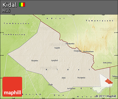 Shaded Relief Map of Kidal, physical outside