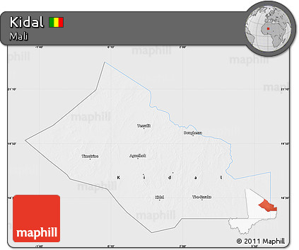 Silver Style Map of Kidal, single color outside