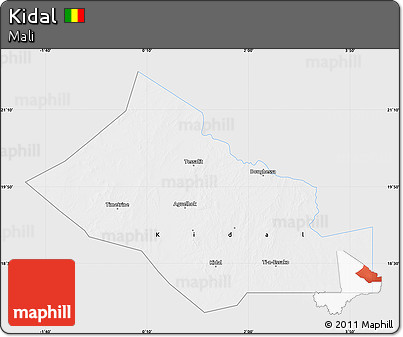 Silver Style Map of Kidal, single color outside