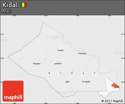 Silver Style Map of Kidal, single color outside