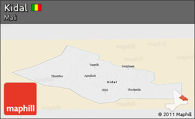Classic Style Panoramic Map of Kidal, single color outside