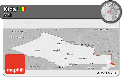 Gray Panoramic Map of Kidal
