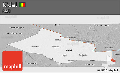 Gray Panoramic Map of Kidal