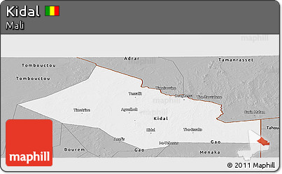 Gray Panoramic Map of Kidal