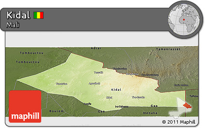 Physical Panoramic Map of Kidal, darken
