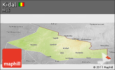 Physical Panoramic Map of Kidal, desaturated