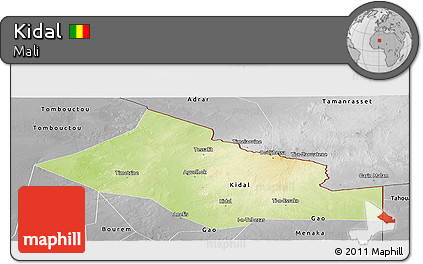 Physical Panoramic Map of Kidal, desaturated