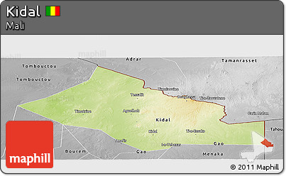 Physical Panoramic Map of Kidal, desaturated