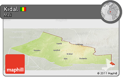 Physical Panoramic Map of Kidal, lighten, semi-desaturated