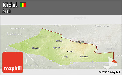 Physical Panoramic Map of Kidal, lighten, semi-desaturated