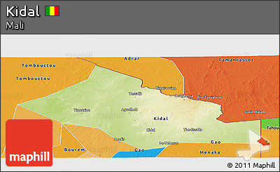 Physical Panoramic Map of Kidal, political outside