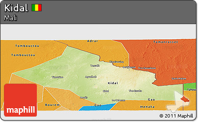 Physical Panoramic Map of Kidal, political outside