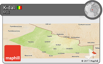 Physical Panoramic Map of Kidal, satellite outside