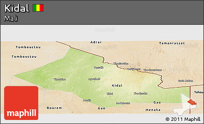 Physical Panoramic Map of Kidal, satellite outside