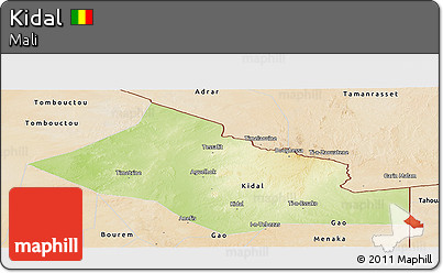 Physical Panoramic Map of Kidal, satellite outside