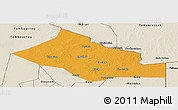 Political Panoramic Map of Kidal, shaded relief outside