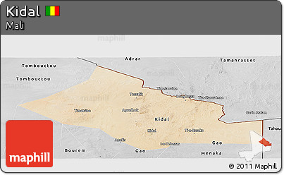 Satellite Panoramic Map of Kidal, desaturated