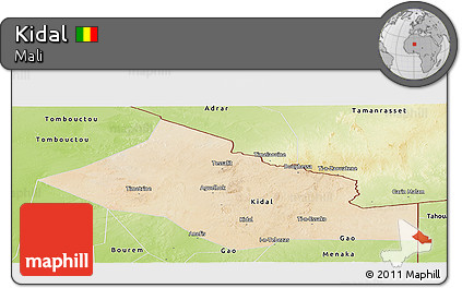 Satellite Panoramic Map of Kidal, physical outside