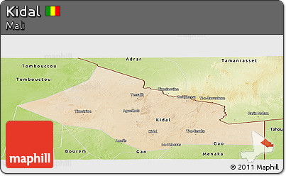 Satellite Panoramic Map of Kidal, physical outside