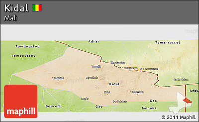Satellite Panoramic Map of Kidal, physical outside