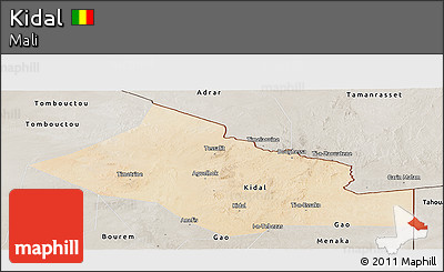 Satellite Panoramic Map of Kidal, semi-desaturated