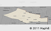 Shaded Relief Panoramic Map of Kidal, darken, desaturated