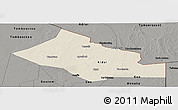 Shaded Relief Panoramic Map of Kidal, darken, semi-desaturated