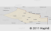 Shaded Relief Panoramic Map of Kidal, desaturated