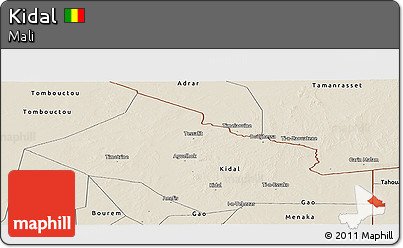 Shaded Relief Panoramic Map of Kidal