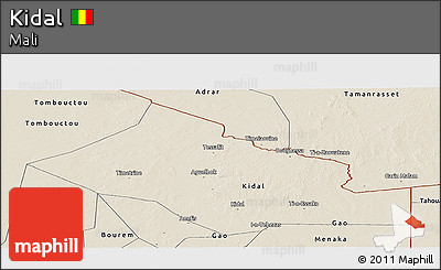 Shaded Relief Panoramic Map of Kidal