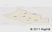 Shaded Relief Panoramic Map of Kidal, lighten, semi-desaturated