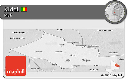 Silver Style Panoramic Map of Kidal