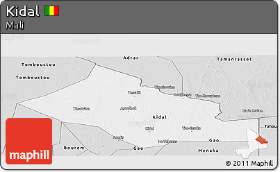 Silver Style Panoramic Map of Kidal