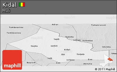 Silver Style Panoramic Map of Kidal