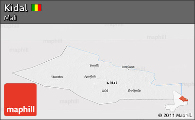 Silver Style Panoramic Map of Kidal, single color outside