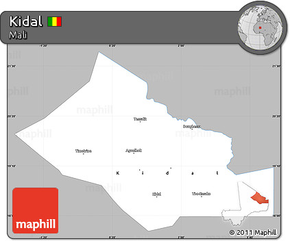 Gray Simple Map of Kidal, single color outside