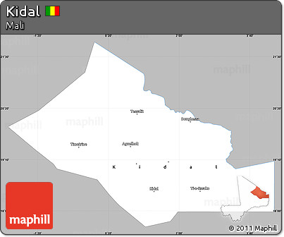 Gray Simple Map of Kidal, single color outside