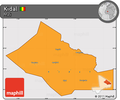 Political Simple Map of Kidal, cropped outside